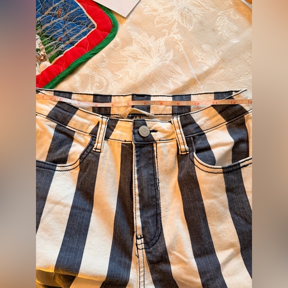 Saints and Hearts High Rise Flare Jeans Hippie Bell Bottom Retro Stripe Medium - Picture 13 of 13